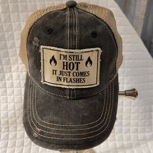 Brief Insanity I'm Still Hot Vintage Distressed Trucker Cap Funny Joke Humor Pun